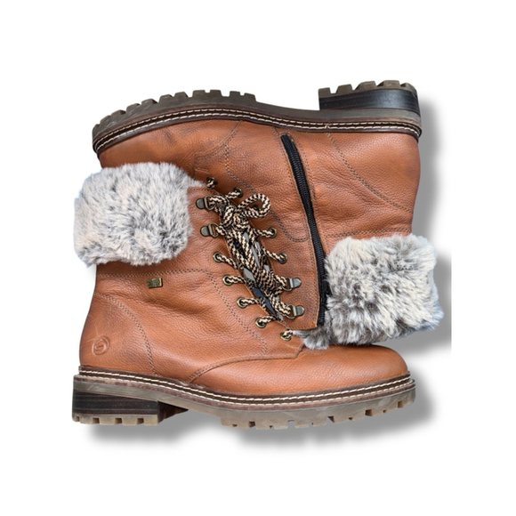 Remonte Women’s EUR 41/US 9.5-10 Brown Leather Lace-Up Zipper Winter Ankle Boots - Picture 8 of 13